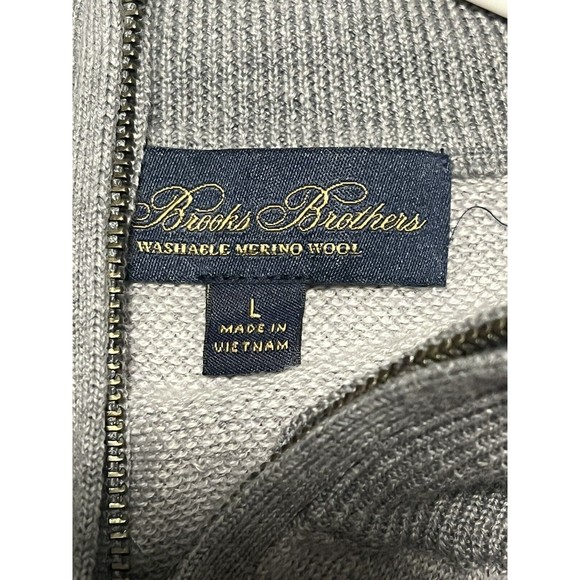 Brooks Brothers Mens L Washable 100% Merino Wool 1/4 Zip Knit‎ Pullover Sweater - Picture 5 of 7